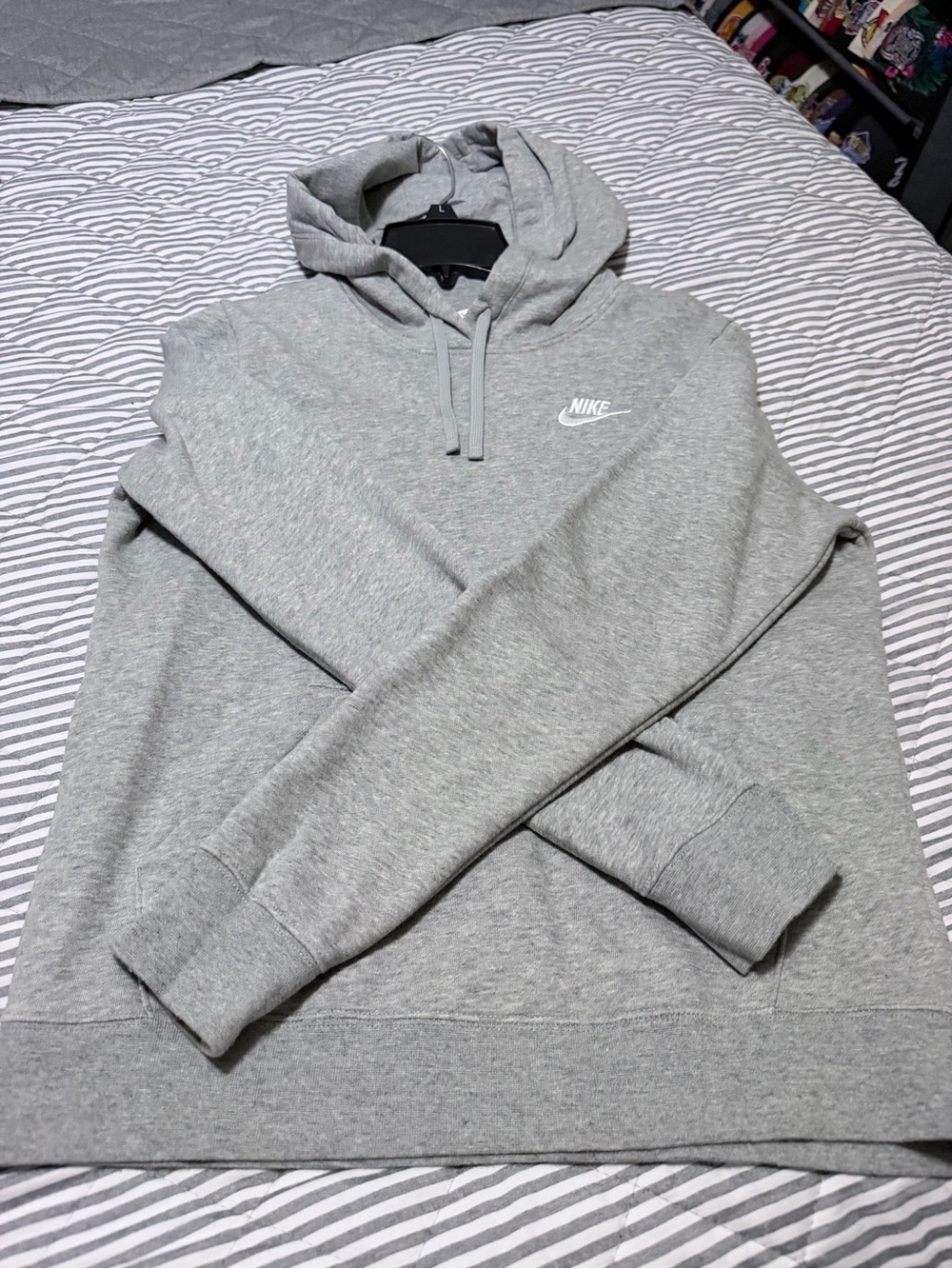 Nike Light Grey Pullover Hoodie with White Logo
